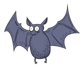 Cartoon image of halloween bat. An artistic freehand picture.