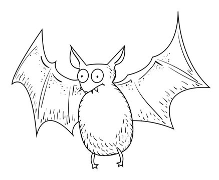 Cartoon image of halloween bat. An artistic freehand picture.