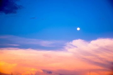 Twilight sky in dusk time background with moon