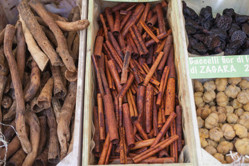 Top view of Cinnamon sticks