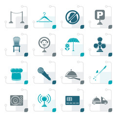 Stylized restaurant, cafe, bar and night club icons - vector icon set