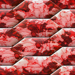 Abstract seamless pink, red and white marbled pattern with veined structure. Hexagonal relief pattern with mottled texture