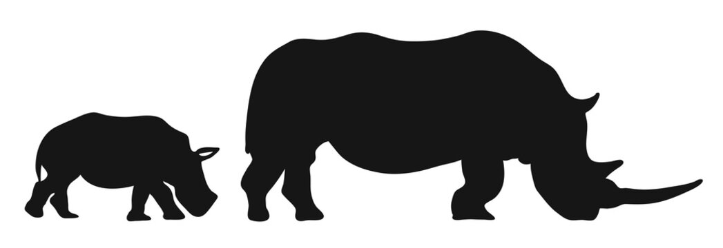 Two Rhinoceroses Silhouettes