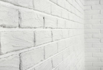 white brick wall with corner, abstract background photo