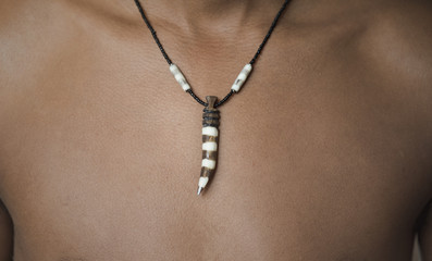 Close up detail of body, chest of an Afro-American man