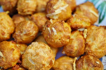 Plate of French gougeres cheese puff choux