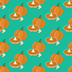 Pumpkin pie seamless pattern