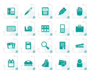 Stylized Office tools Icons - vector icon set 3