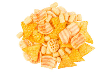 top view pile of different junk food types