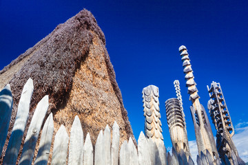 Closeup of wooden Hawaiian idols