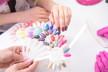 Manicure in the beauty salon
