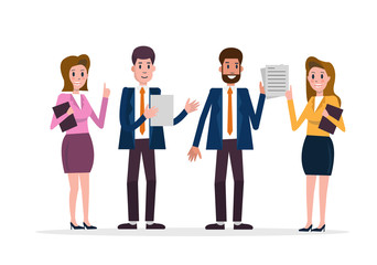 Fototapeta premium Business team of employees. flat character design. vector illustration