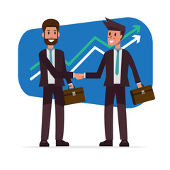 Two Businessmen Shaking Hands. flat character design. vector illustration