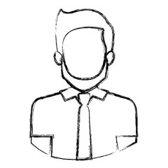 monochrome blurred contour with half body of faceless bearded man with shirt and tie vector illustration
