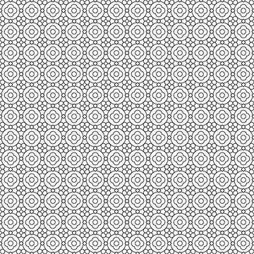 Seamless filler pattern (you see 9 tiles), black and white thin line abstract geometric and floral
