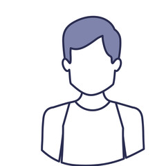 blue contour of half body of faceless male dancer vector illustration