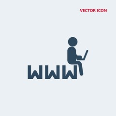 man sitting on the internet symbol with a laptop vector icon