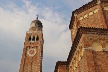 The medieval cathedral Santa Maria Assunta in Chioggia, situated on the lagoon of Venice, Italy, Europe.