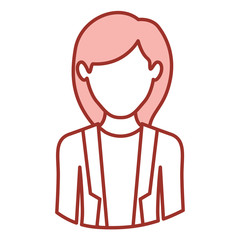 red contour of half body of faceless woman with formal suit vector illustration