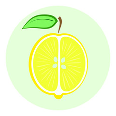 Half yellow lemon vector icon, lemon split in a half, cut fruit