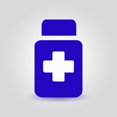 Drugs sign icon. Pack with pills. Flat design style. 