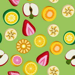 Illustration seamless background with bright fruit candy