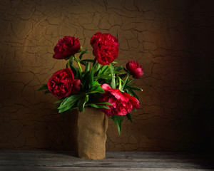 Still life with red flowers