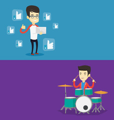 Two media banners with space for text.