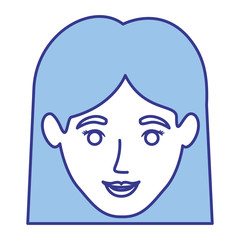 Obraz na płótnie Canvas blue silhouette of smiling woman face with straight short hair vector illustration