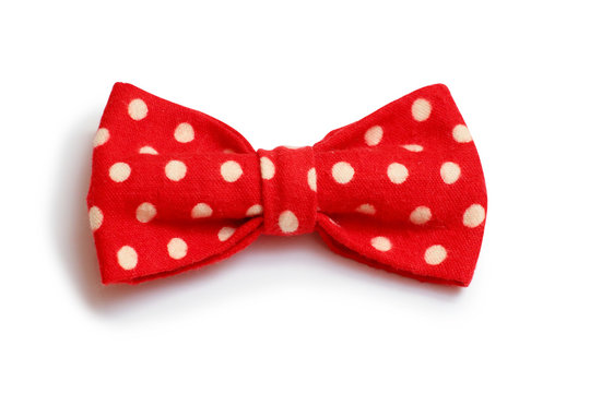 tie red with white polka dots on a white background