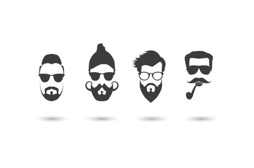 Hipster faces vector illustration set.