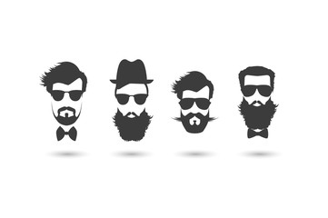 Hipster faces vector illustration set.