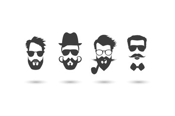 Hipster faces vector illustration set.