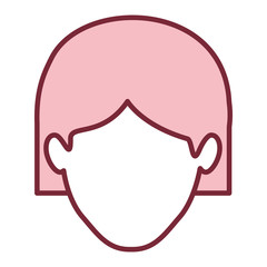 pink silhouette of faceless woman with short hair vector illustration