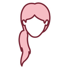 pink silhouette of faceless woman with ponytail hairstyle vector illustration