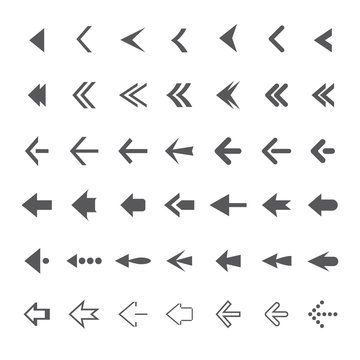 Set of grey vector arrows