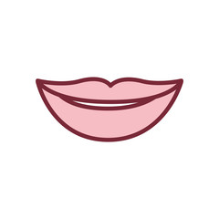 pink silhouette of lips smiling vector illustration