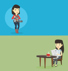 Two media banners with space for text.