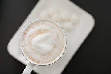 Cappucino coffee cup from top