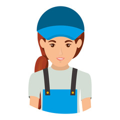 colorful portrait half body of delivery woman vector illustration