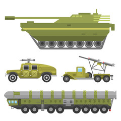 Fototapeta premium Military technic army war transport fighting industry technic armor defense vector collection