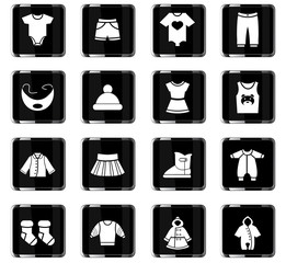 baby clothes icon set