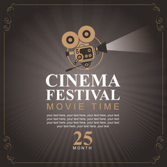 Vector cinema movie festival poster with old fashioned movie camera. Can used for banner, poster, web page, background