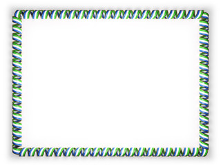 Frame and border of ribbon with the Sierra Leone flag, edging from the golden rope. 3d illustration