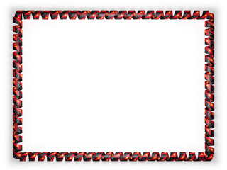 Frame and border of ribbon with the Papua New Guinea flag. 3d illustration