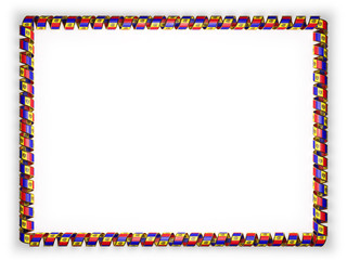 Frame and border of ribbon with the Moldova flag, edging from the golden rope. 3d illustration