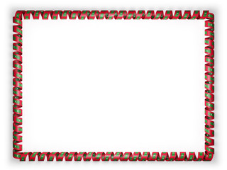 Frame and border of ribbon with the Maldives flag. 3d illustration