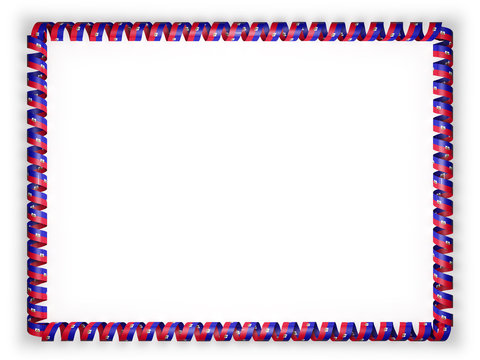 Frame and border of ribbon with the Haiti flag. 3d illustration