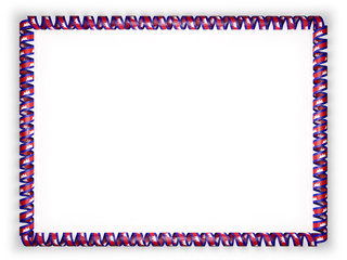 Frame and border of ribbon with the Cambodia flag. 3d illustration