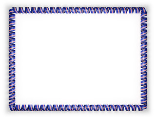 Frame and border of ribbon with the Cabo Verde flag. 3d illustration